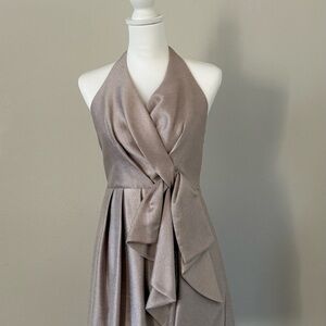 Cynthia Steffe Backless Halter Dress in Taupe